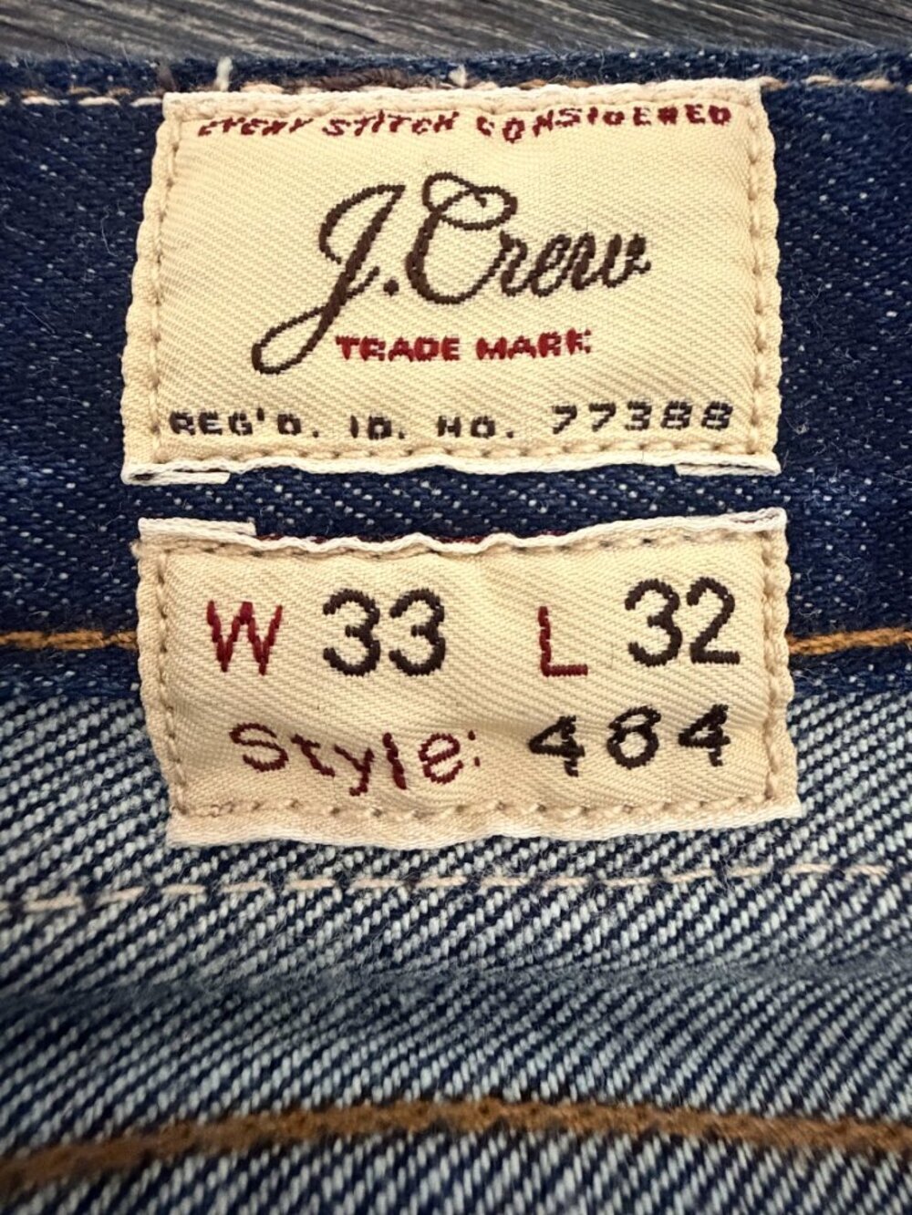 J Crew 484 Jeans Kaihara Japanese Selvedge Denim Mid Rise Dark Wash 33 #A3078 - Picture 5 of 7